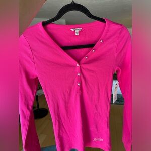 Guess hot pink long sleeve shirt. Size small.